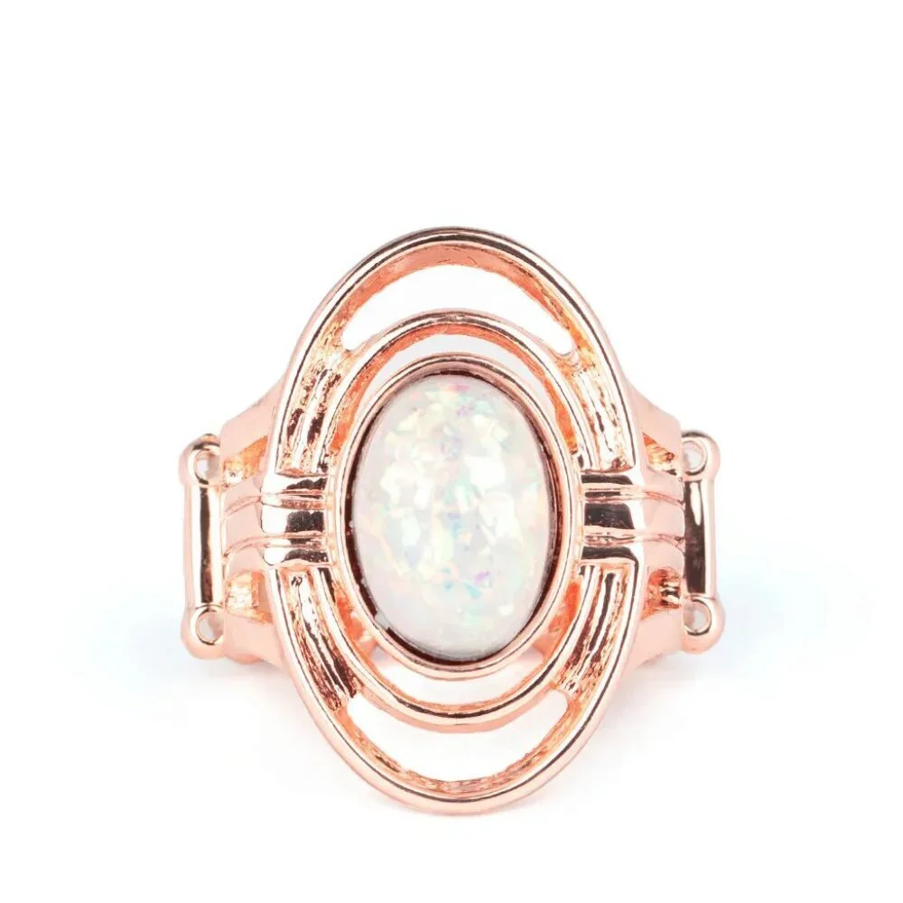 Paparazzi Jewelry Accessories - Peacefully Pristine - Rose Gold Ring - Vintage